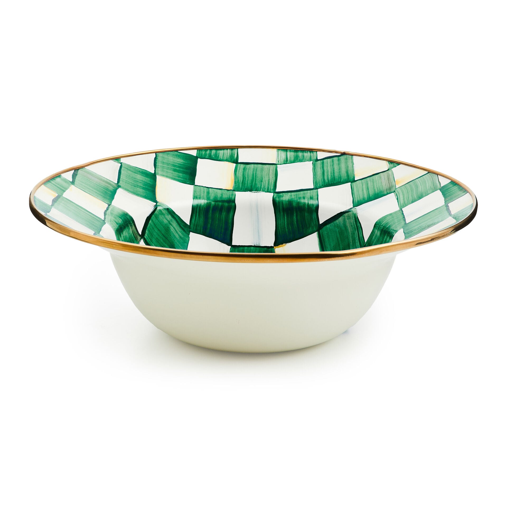 Emerald Check Serving Bowl