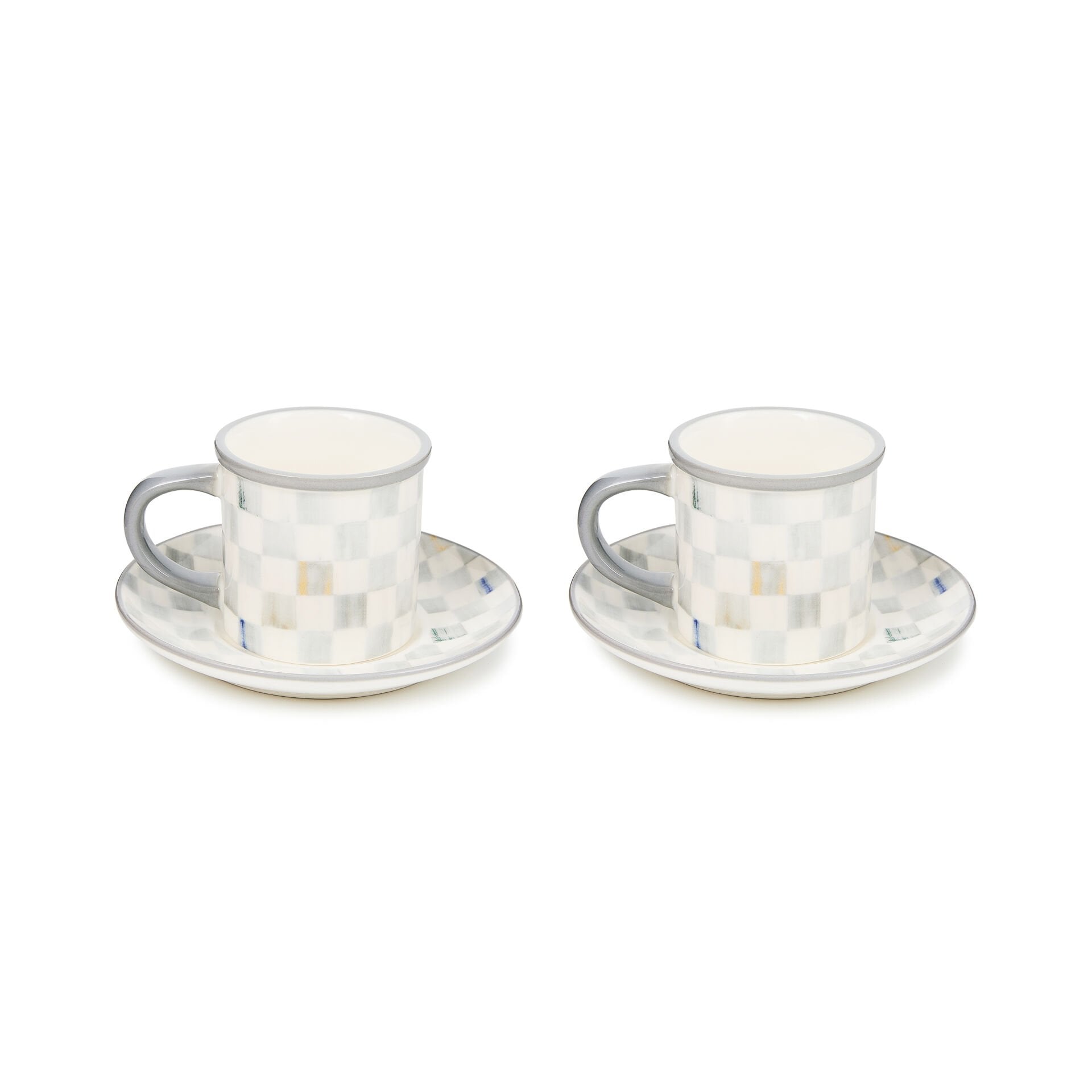 Sterling Check Espresso Cup & Saucer, Set of 2