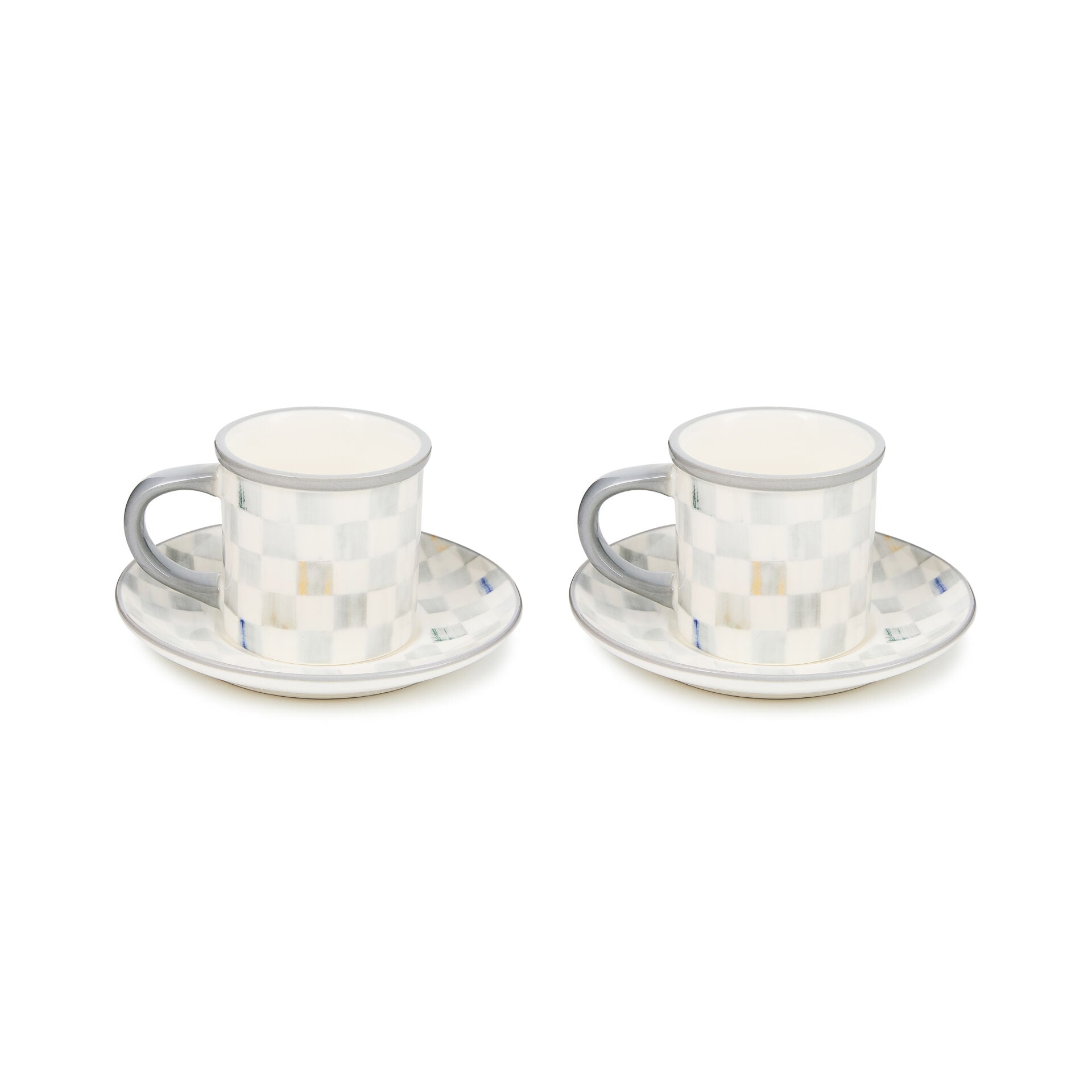 Sterling Check Espresso Cup and Saucer Set of 2