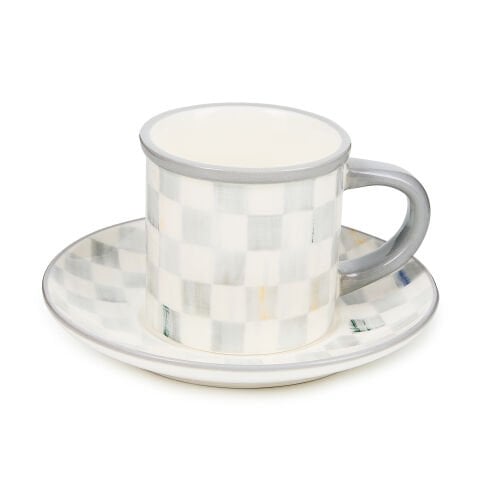 Sterling Check Espresso Cup & Saucer, Set of 2