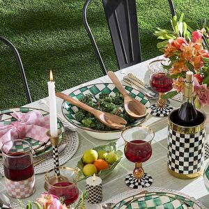 Emerald Check Salad Serving Set