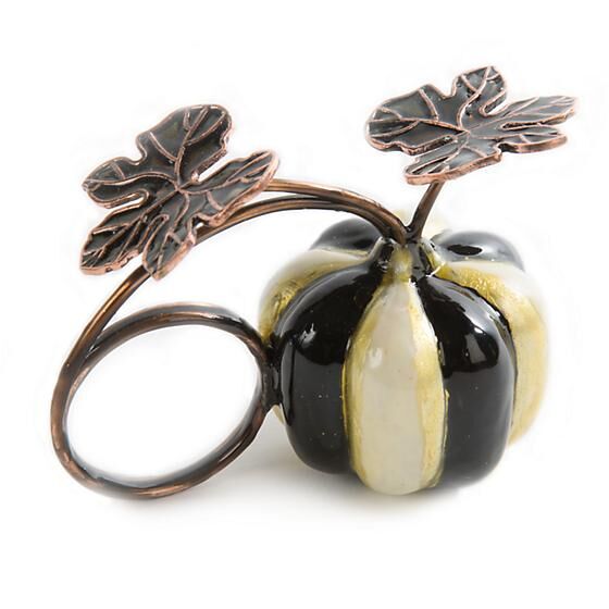 Courtly Stripe Pumpkin Napkin Rings - Set of 4