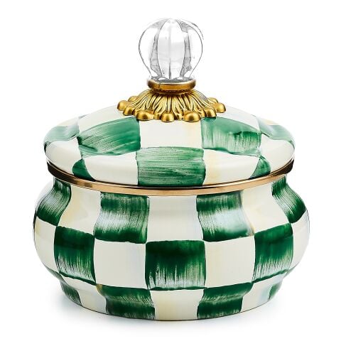 Emerald Check Squashed Pot