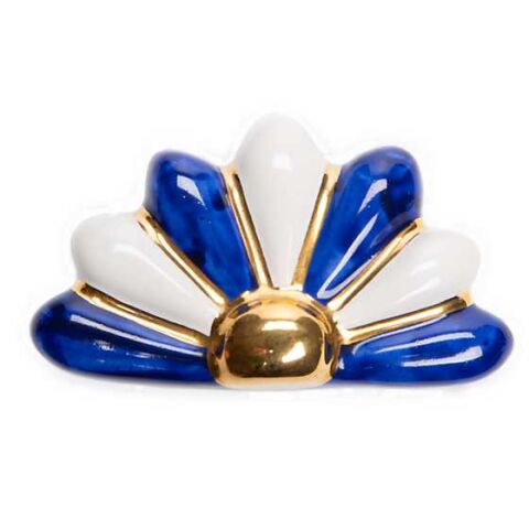 Peacock Knob - Blue & White