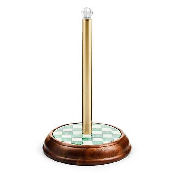 Emerald Check Wood Paper Towel Holder