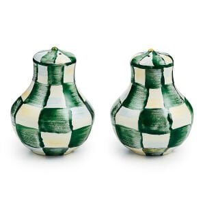 Emerald Check Salt & Pepper Shakers