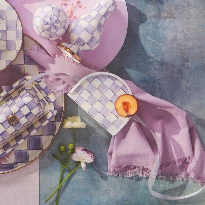 Violet Check Napkin Holder