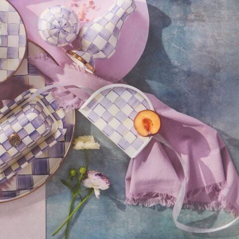 Violet Check Napkin Holder