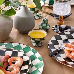 Emerald Check Ice Cream Dish