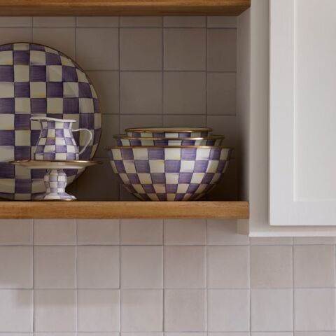 Violet Check Large Everyday Bowl