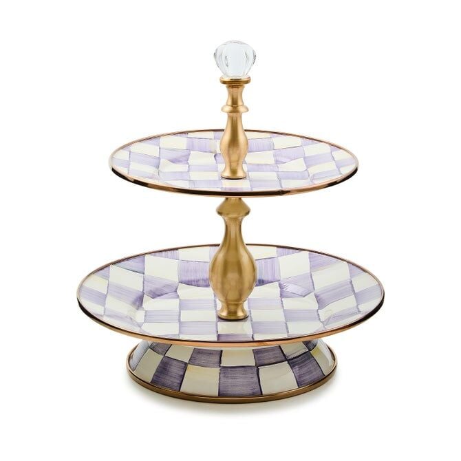 Violet Check Two Tier Sweet Stand