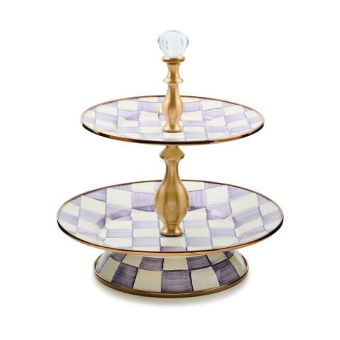 Violet Check Two Tier Sweet Stand
