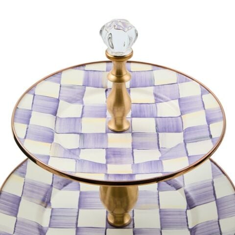 Violet Check Two Tier Sweet Stand