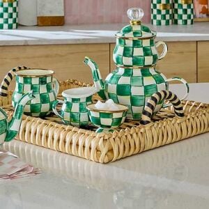 Emerald Check Little Sugar Bowl