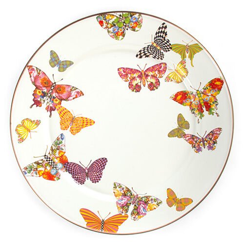 Butterfly Garden Charger/Plate - White