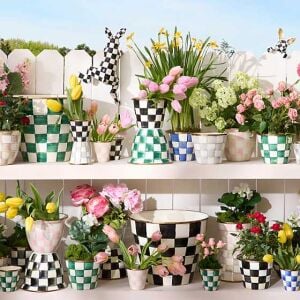 Emerald Check Large Flower Pot
