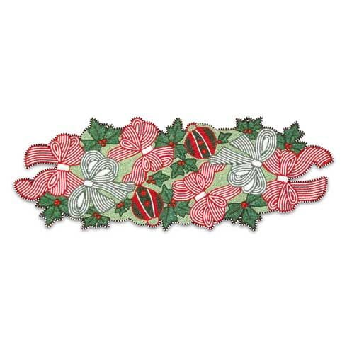 Bows and Ornaments Beaded Table Runner