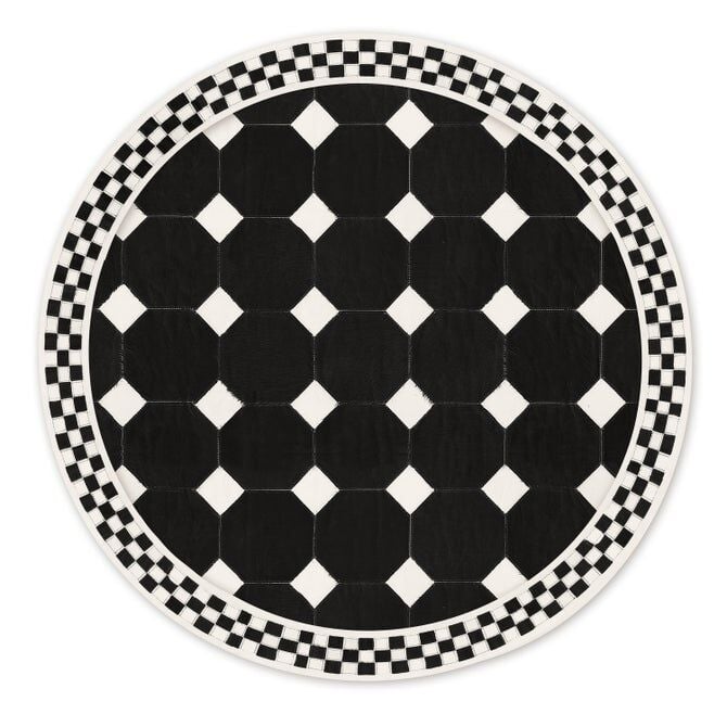 Black Tile Hair on Hide 6' Round Rug