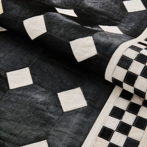 Black Tile Hair on Hide 6' Round Rug