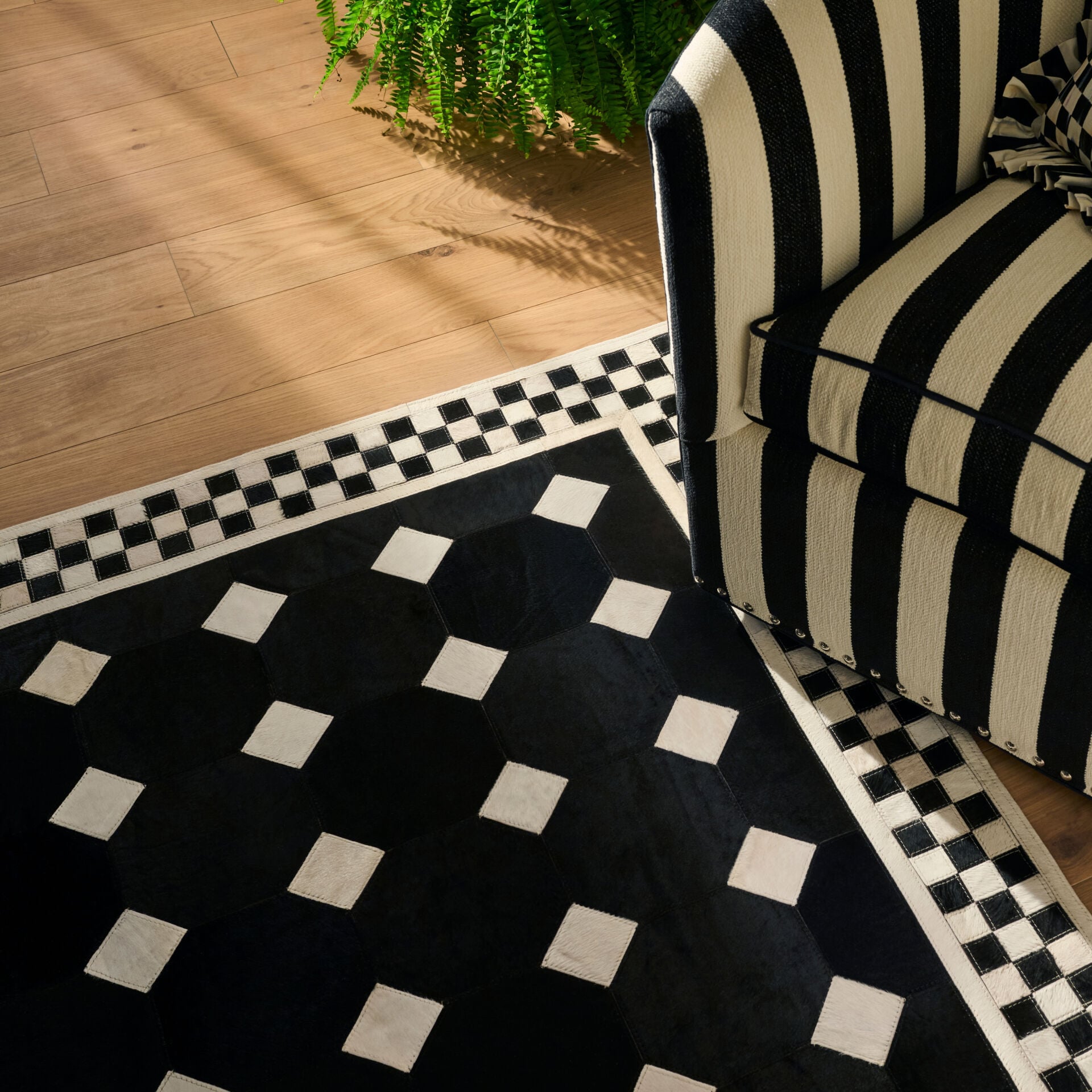 Black Tile Hair on Hide 8' x 10' Rug