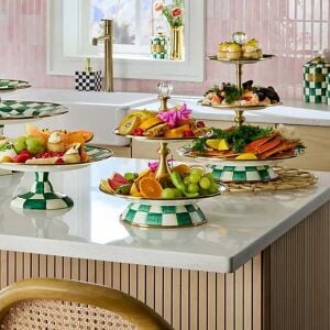 Emerald Check Two Tier Sweet Stand