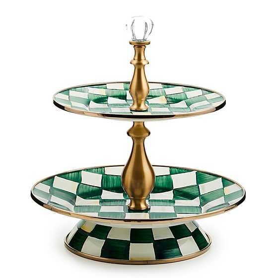 Emerald Check Two Tier Sweet Stand