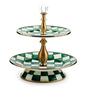 Emerald Check Two Tier Sweet Stand