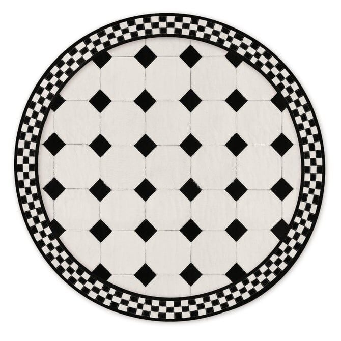 White Tile Hair on Hide 6' Round Rug