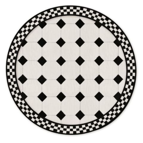 White Tile Hair on Hide 6' Round Rug