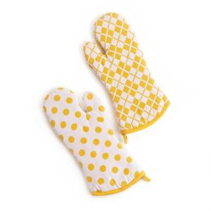 Argyle Oven Mitts - Yellow - Set of 2