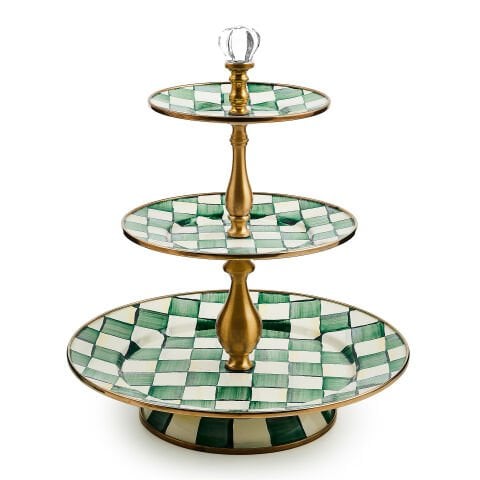 Emerald Check Three Tier Sweet Stand