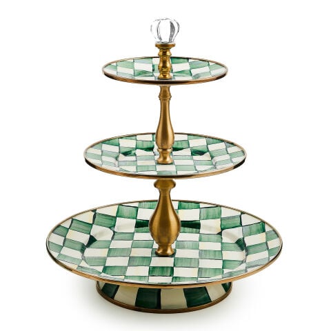 Emerald Check Three Tier Sweet Stand