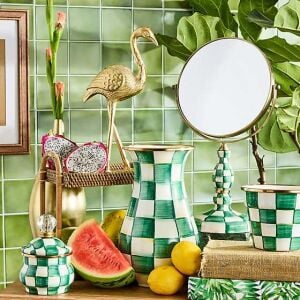 Emerald Check Vanity Mirror