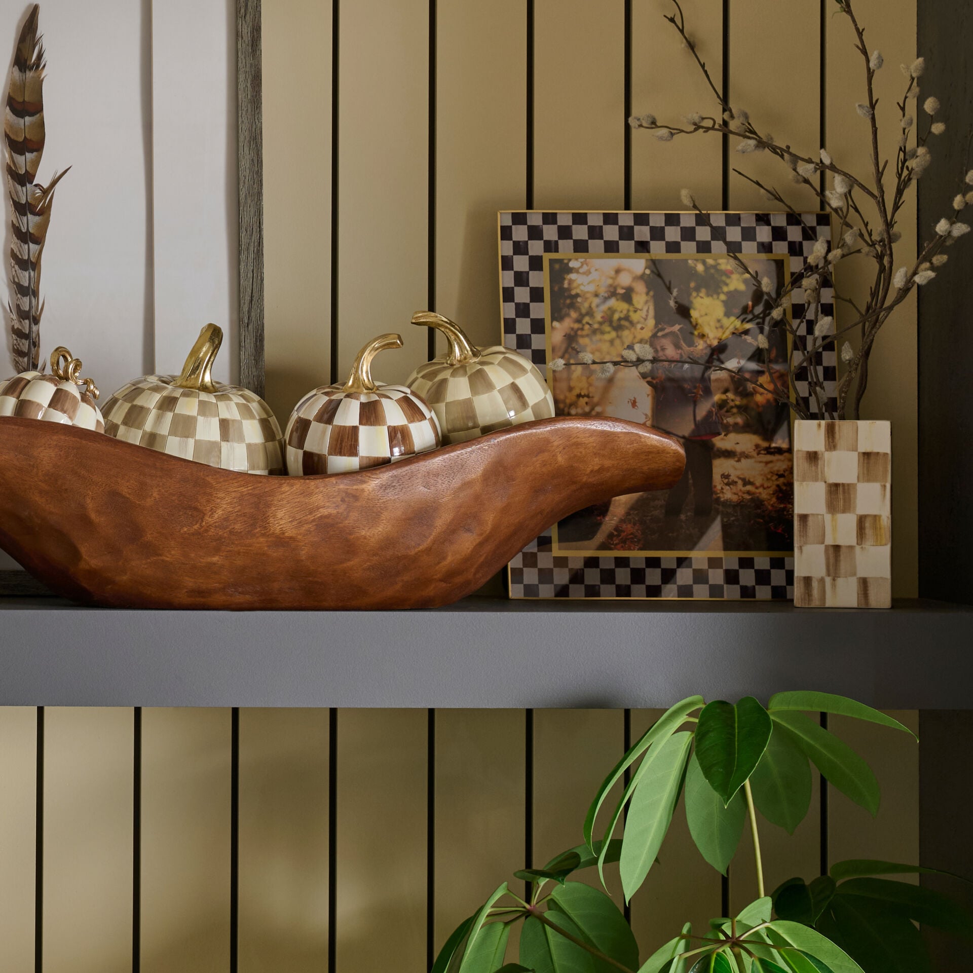 Mocha Check Small Pillar Vase