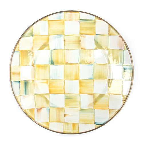 Parchment Check Enamel Dinner Plate