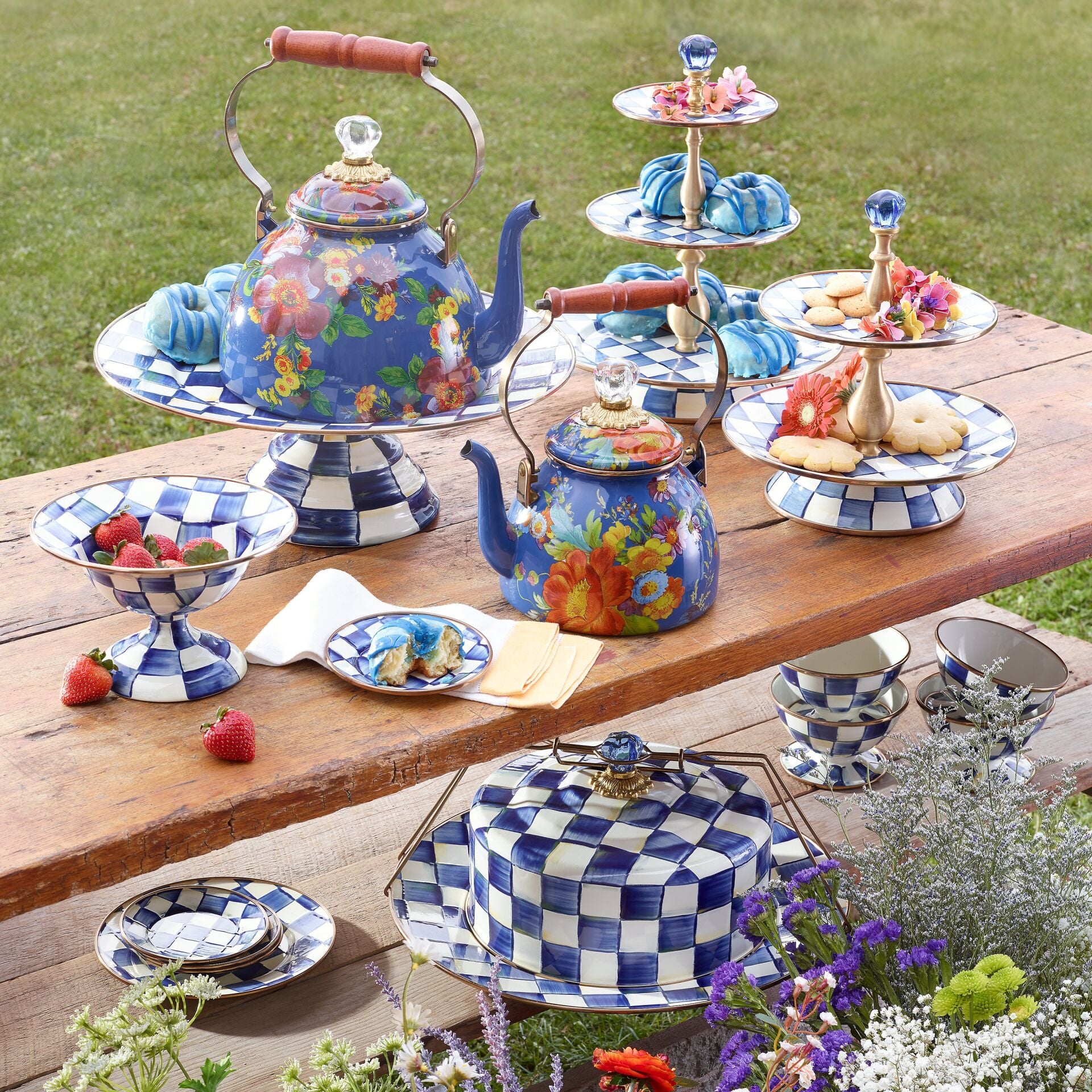 Flower Market 3 Quart Tea Kettle - Lapis
