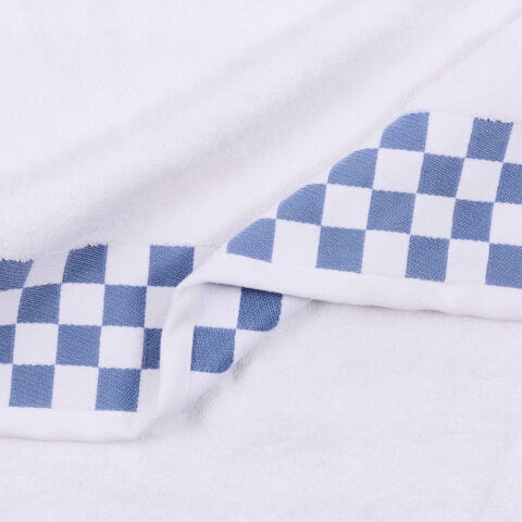 Bath Sheet with French Blue Check Border