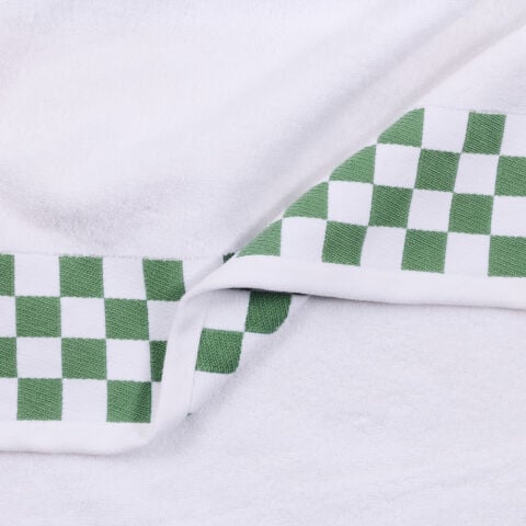 Bath Sheet with Sage Green Check Border