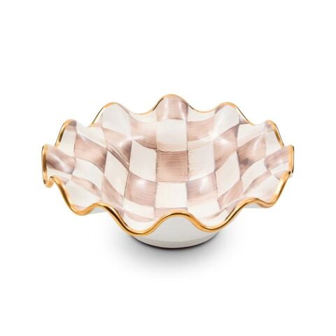 Mocha Check Ceramic Fluted Breakfast Bowl