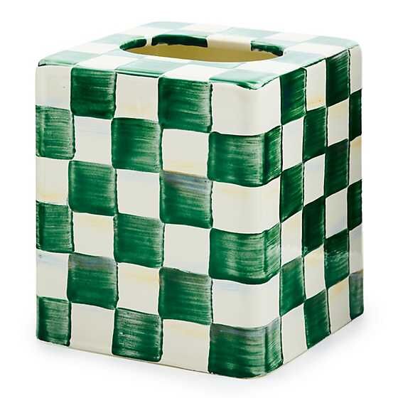 Emerald Check Boutique Tissue Box Cover