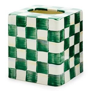 Emerald Check Boutique Tissue Box Cover