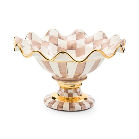 Mocha Check Ceramic Compote
