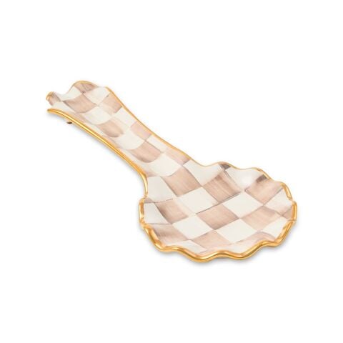 Mocha Check Ceramic Spoon Rest