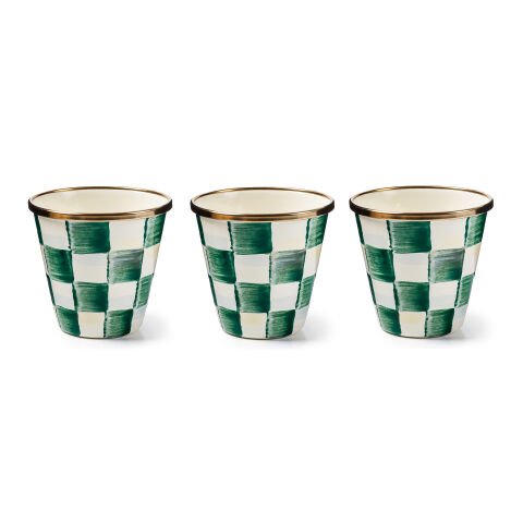 Emerald Check Herb Pots, Set of 3