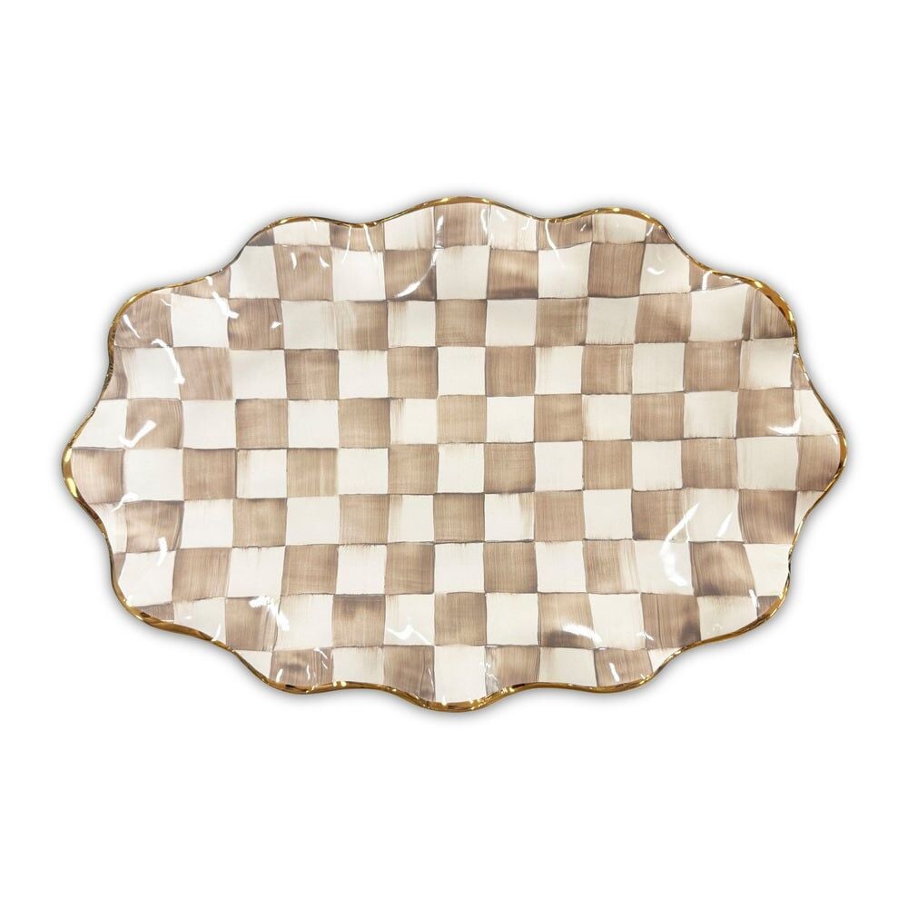 Mocha Check Ceramic Serving Platter