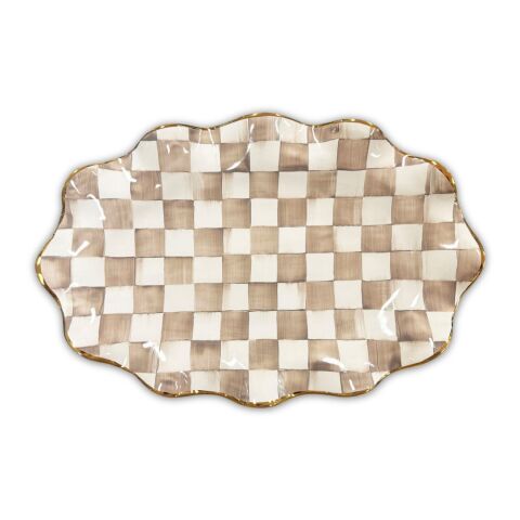 Mocha Check Ceramic Serving Platter