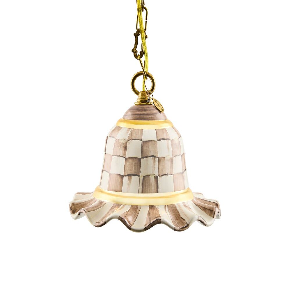Mocha Check Small Ceramic Pendant Lamp
