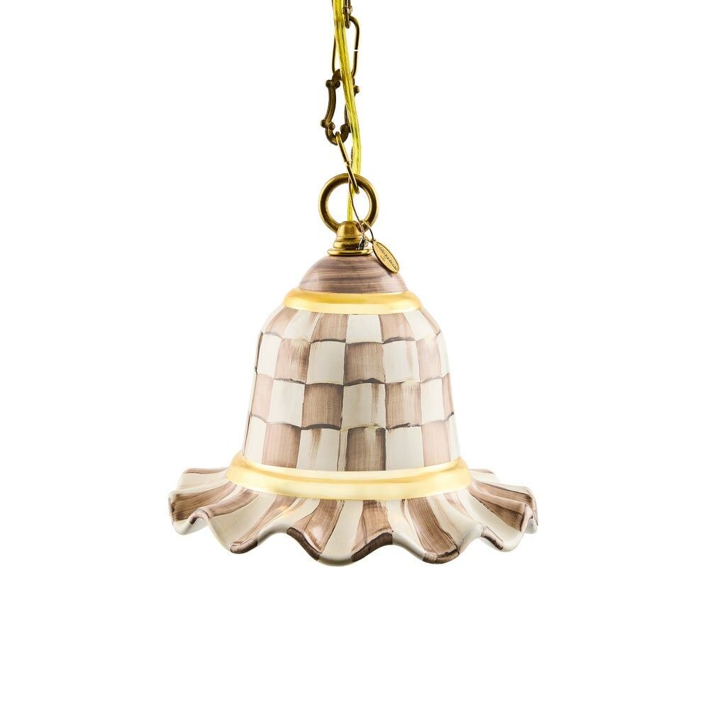Mocha Check Small Ceramic Pendant Lamp