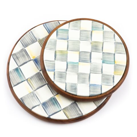 Sterling Check Enamel Trivet - Large