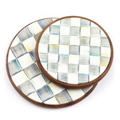 Sterling Check Enamel Trivet - Large